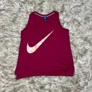 Nike Fuschia Tank Top with Peach logo L